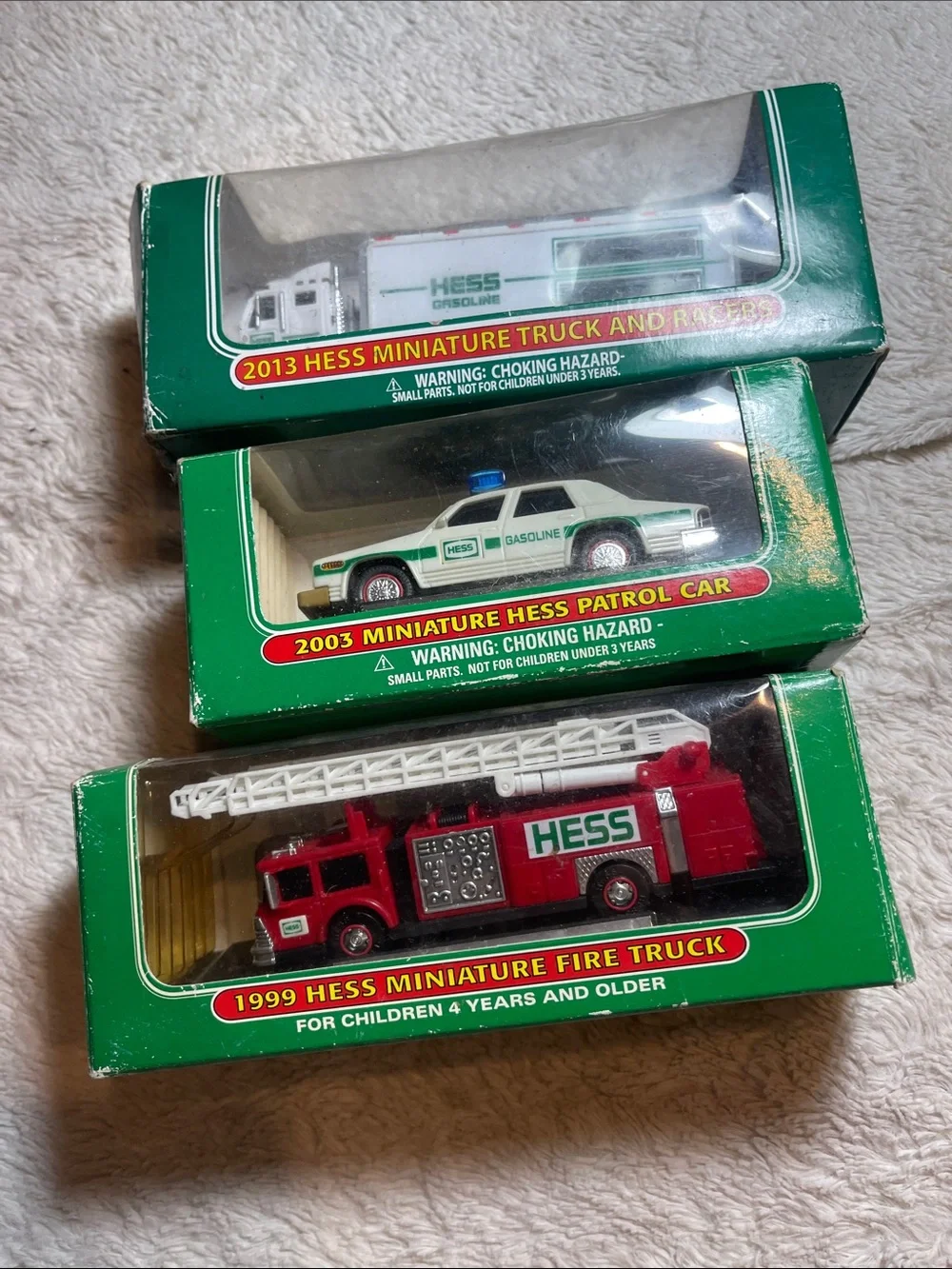 HESS Miniature Collection - Truck, Patrol Car & Fire Truck  VINTAGE